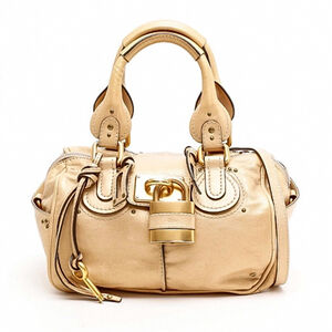 CHLOE PADDINGTON Beige Leather Satchel Crossbody Bag Removable Strap Lock & Key